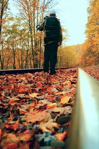 People in autumn leaves