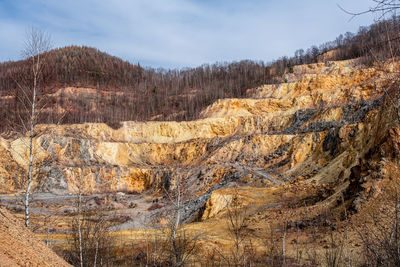 Old abandoned copper and gold surface mine in apuseni mountains, romania