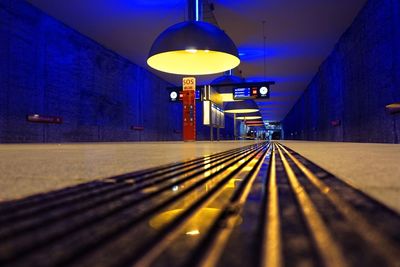 Surface level of illuminated tunnel