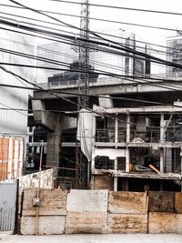 Low angle view of electricity pylon