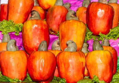 Full frame shot of bell peppers at market