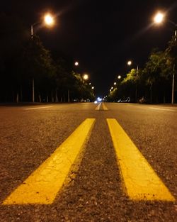 Yellow road at night