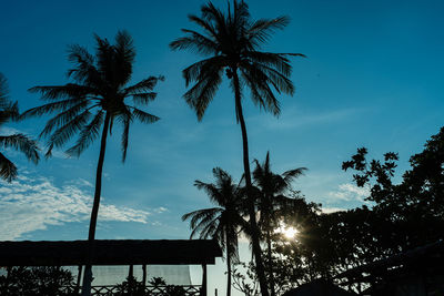 Silhouette palm trees against sky during sunset