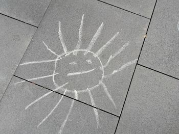 High angle view of paving stone on footpath