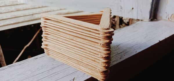 High angle view of open book on table