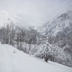 Snowy landscape in vaujany in the alps in winter