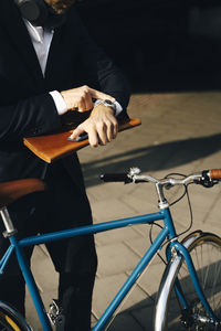 Man sitting on bicycle