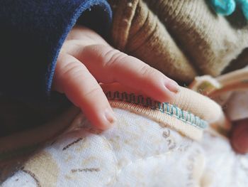 High angle view of hands