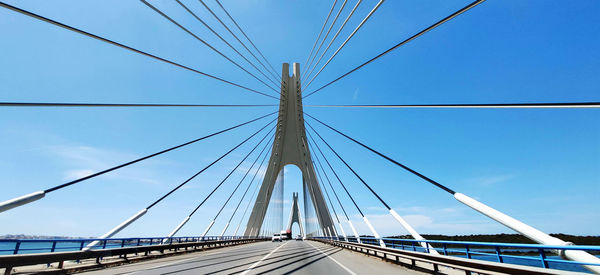 Suspension bridge against blue sky