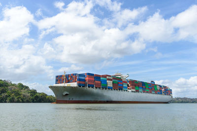 Merchant ships crossing the panama canal