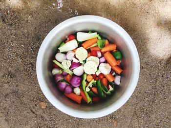 High angle view of salad in bowl