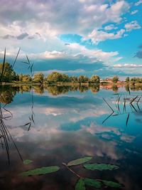Scenic view of lake against sky