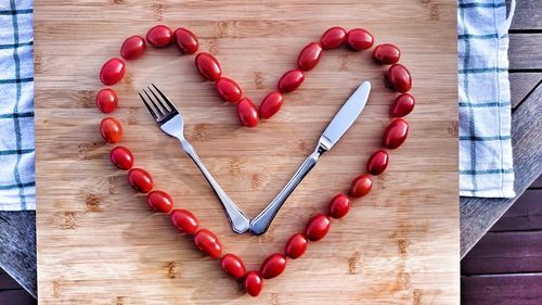 Directly above shot of heart shape on table