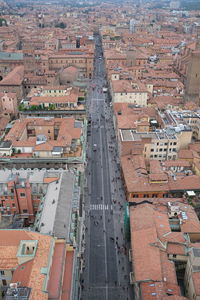 High angle view of buildings in city