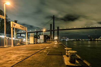 View of suspension bridge at night