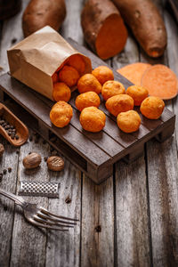 Close-up of cookies on table