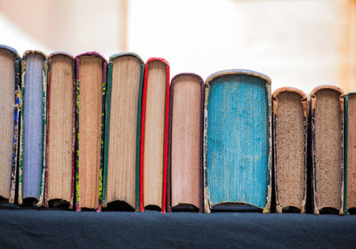 High angle view of books