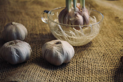 Close-up of eggs in bowl on table