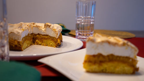 Close-up of breakfast served on table