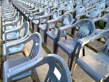 High angle view of empty chairs