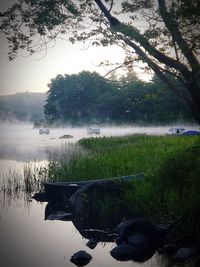 Scenic view of lake against sky