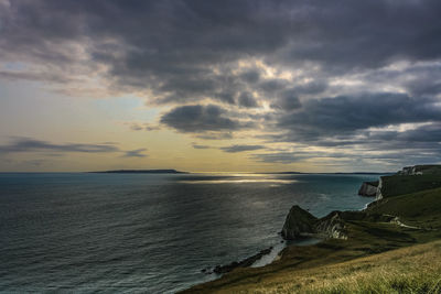 Scenic view of sea against sky during sunset