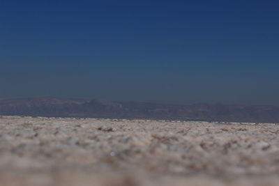 Scenic view of landscape against clear blue sky