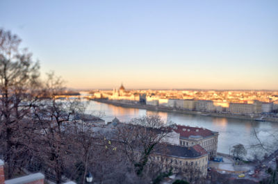 High angle view of buildings at waterfront