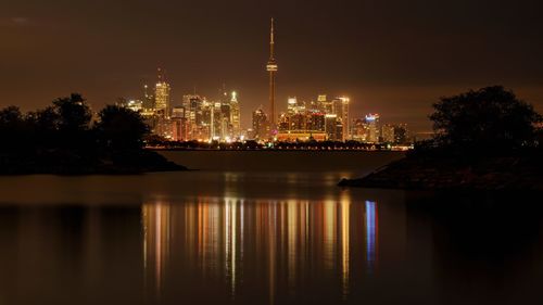 Illuminated city at night