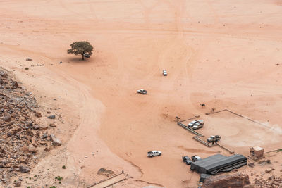 High angle view of people on beach