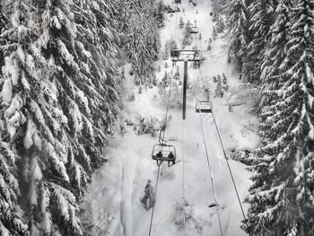 High angle view of ski lift during winter