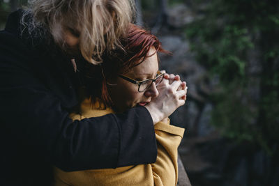 Female couple hugging