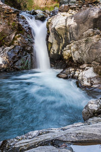 Scenic view of waterfall