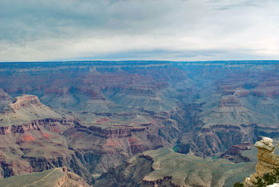 Aerial view of landscape against cloudy sky