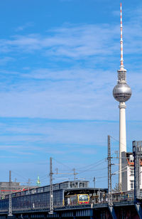 View of buildings against blue sky