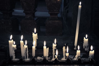 Close-up of illuminated candles