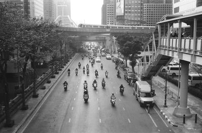 High angle view of traffic on city street