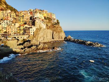 Scenic view of sea against clear sky