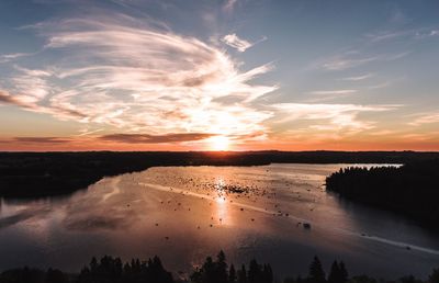 Scenic view of sunset over sea