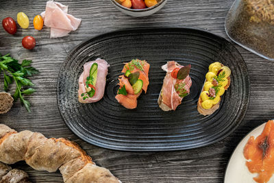 High angle view of vegetables on table