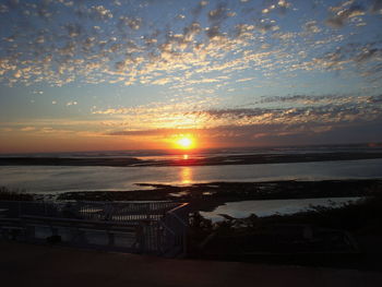 Scenic view of sea at sunset