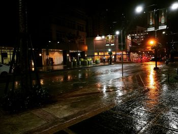 Wet road during rainy season at night