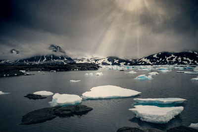 Scenic view of sea against sky during winter