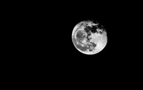 Low angle view of full moon against clear sky