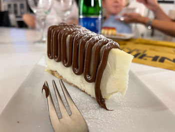 Close-up of dessert in plate on table