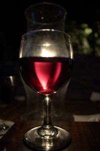 Close-up of beer in glass on table