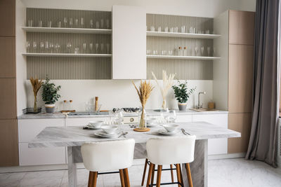 Beautiful kitchen interior with new stylish furniture