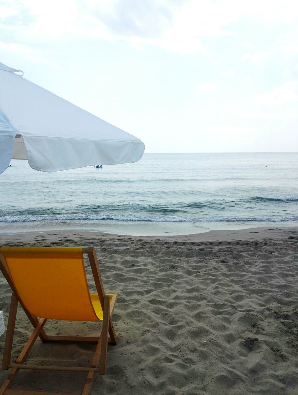 CHAIRS ON BEACH AGAINST SKY