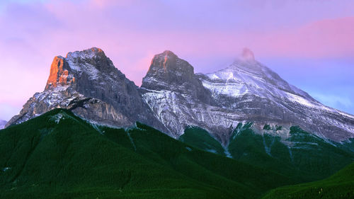 Scenic view of mountains against sky,canmore,canada