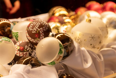 Close-up of christmas decorations